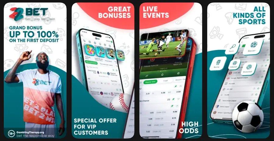22Bet Mobile App in App Store and Bonus Screenshot